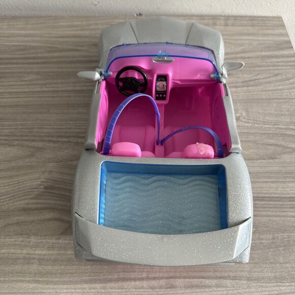 Barbie Car, Barbie Extra Car, Sparkly Silver 2-Seater Toy Convertible, 2021 - Picture 5 of 10